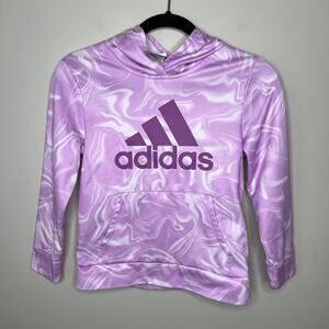 Adidas Girl's Marbled Tie-Dye‎ Purple White Long Sleeve Hoodie Medium 10/12